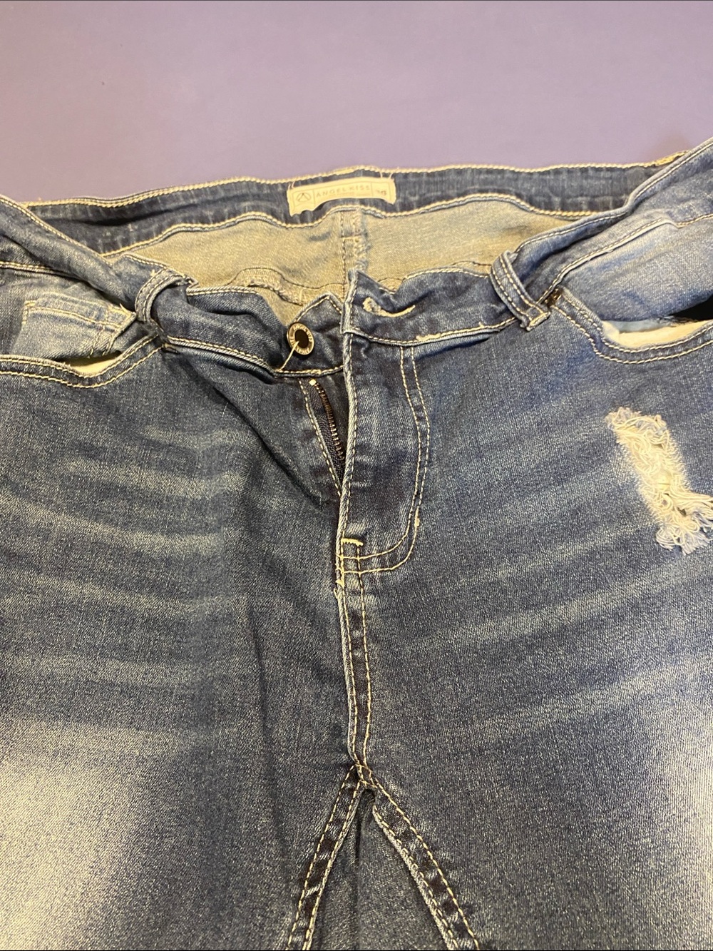 Angel Kiss Blue Distressed Denim Shorts